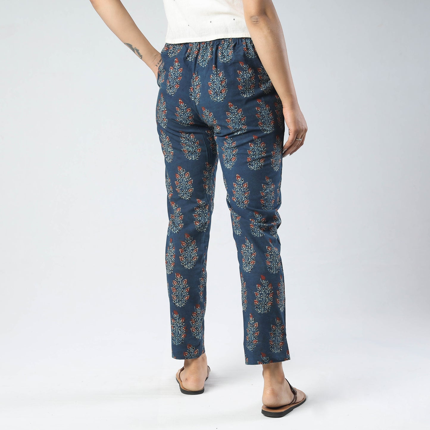 Blue - Ajrakh Block Printed Cotton Pant