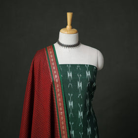 Pochampally Ikat Cotton Unstitched Dress Material: Kurta with Dupatta 03