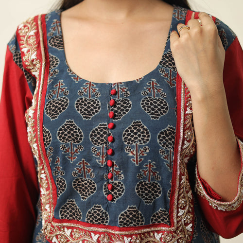 ajrakh embroidery kurta