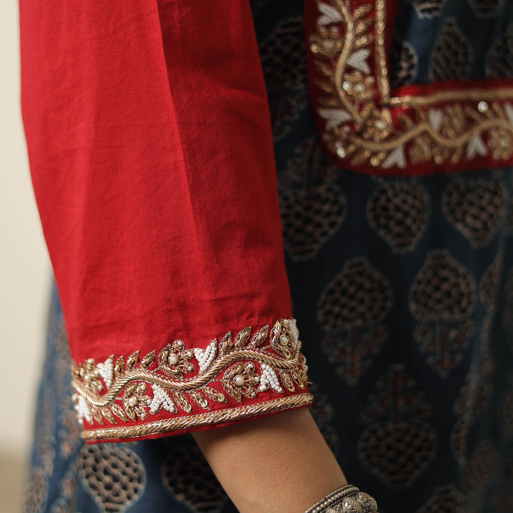 ajrakh embroidery kurta