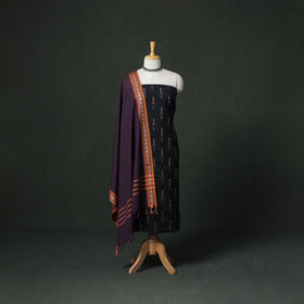 Pochampally Ikat Cotton Unstitched Dress Material: Kurta with Dupatta 04