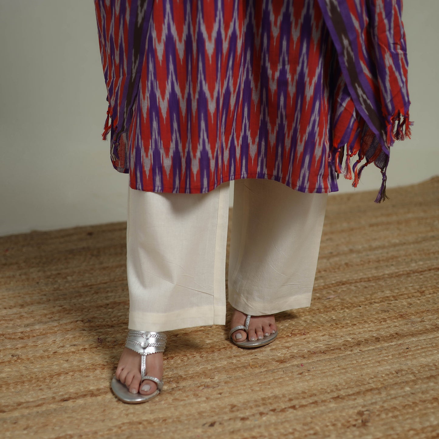 Pochampally Ikat Cotton Suit Set with Dupatta for women 17