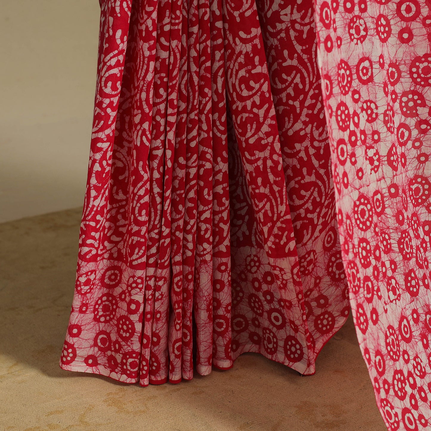 Pink - mul cotton hand batik saree 26 - handcrafted