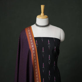 Pochampally Ikat Cotton Unstitched Dress Material: Kurta with Dupatta 04