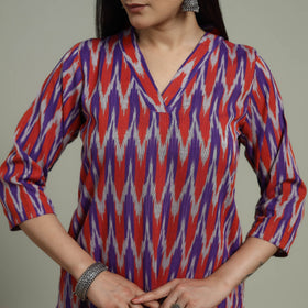 Pochampally Ikat Cotton Suit Set with Dupatta for women 17