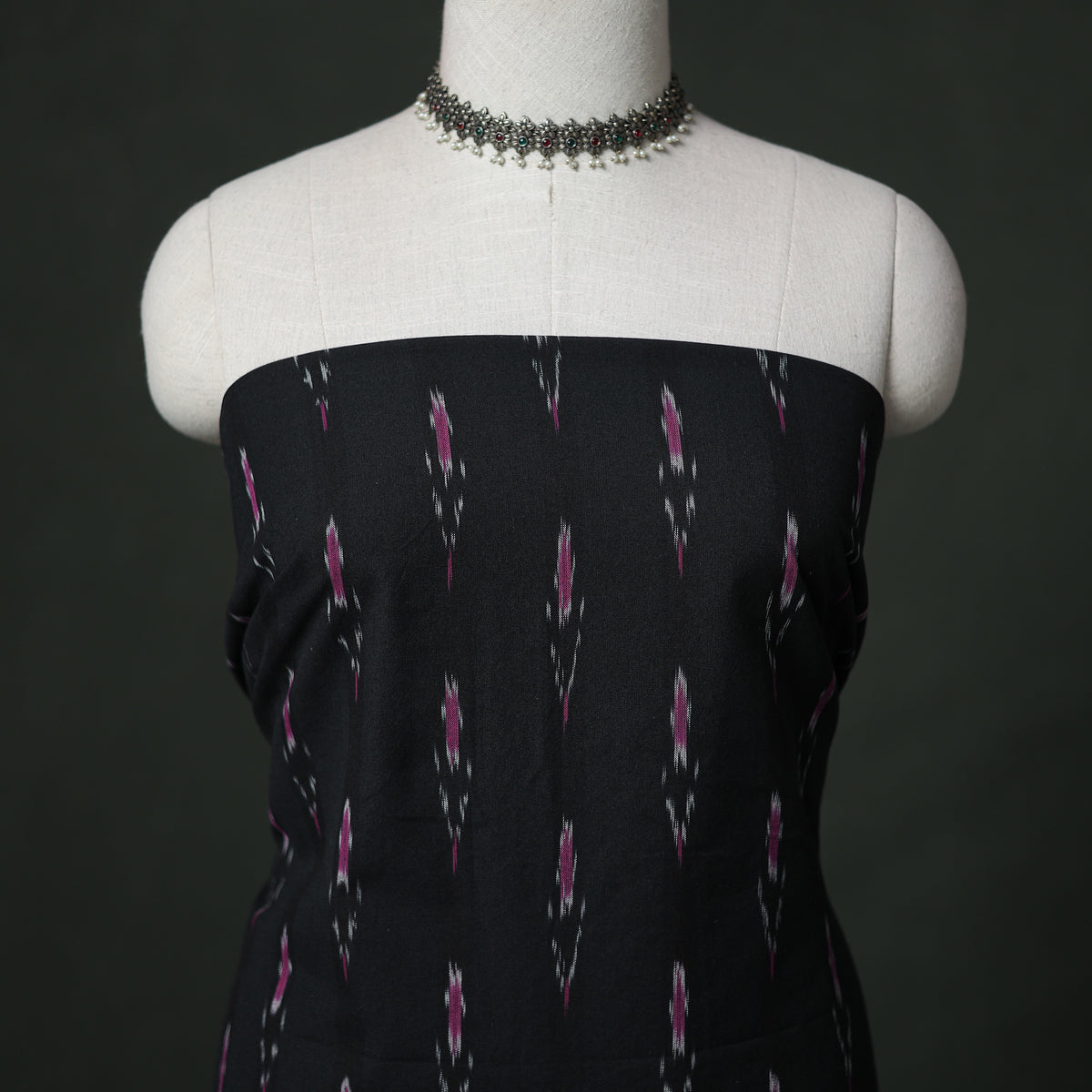 Pochampally Ikat Cotton Unstitched Dress Material: Kurta with Dupatta 04