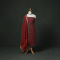 Pochampally Ikat Cotton Unstitched Dress Material: Kurta with Dupatta 05