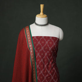 Pochampally Ikat Cotton Unstitched Dress Material: Kurta with Dupatta 05
