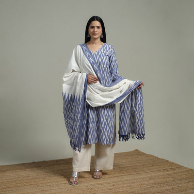 Pochampally Ikat Cotton Suit Set with Dupatta for women 09