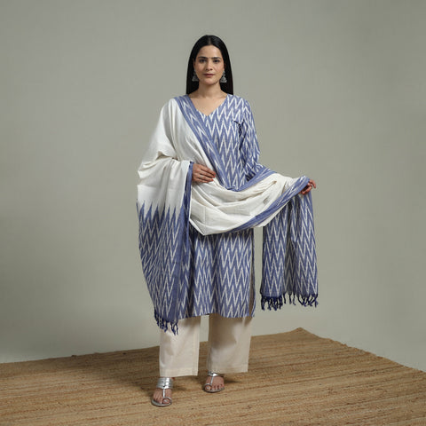 Pochampally Ikat Cotton Suit Set with Dupatta for women 09
