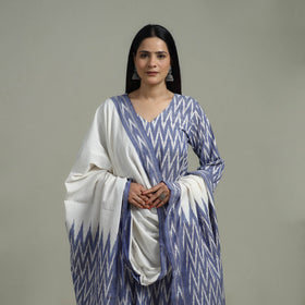 Pochampally Ikat Cotton Suit Set with Dupatta for women 09
