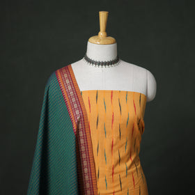 Pochampally Ikat Cotton Unstitched Dress Material: Kurta with Dupatta 06