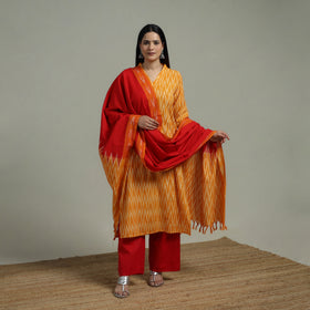 Pochampally Ikat Cotton Suit Set with Dupatta for women 19