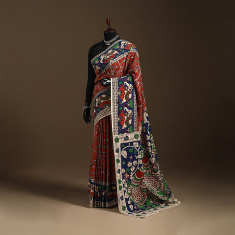 Red - printed cotton nellore kalamkari saree 34