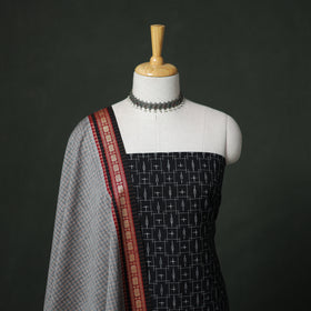 Pochampally Ikat Cotton Unstitched Dress Material: Kurta with Dupatta 08