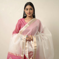 Pink - Traditional Maheshwari Silk Handloom Kurta with Dupatta Set 03