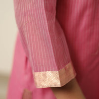 Pink - Traditional Maheshwari Silk Handloom Kurta with Dupatta Set 03