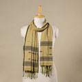Yellow - handloom cotton phulia jamdani stole with tassels