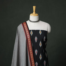 Pochampally Ikat Cotton Unstitched Dress Material: Kurta with Dupatta 09