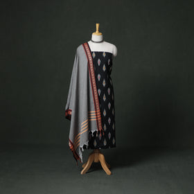 Pochampally Ikat Cotton Unstitched Dress Material: Kurta with Dupatta 09