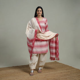 Pochampally Ikat Cotton Suit Set with Dupatta for women 02