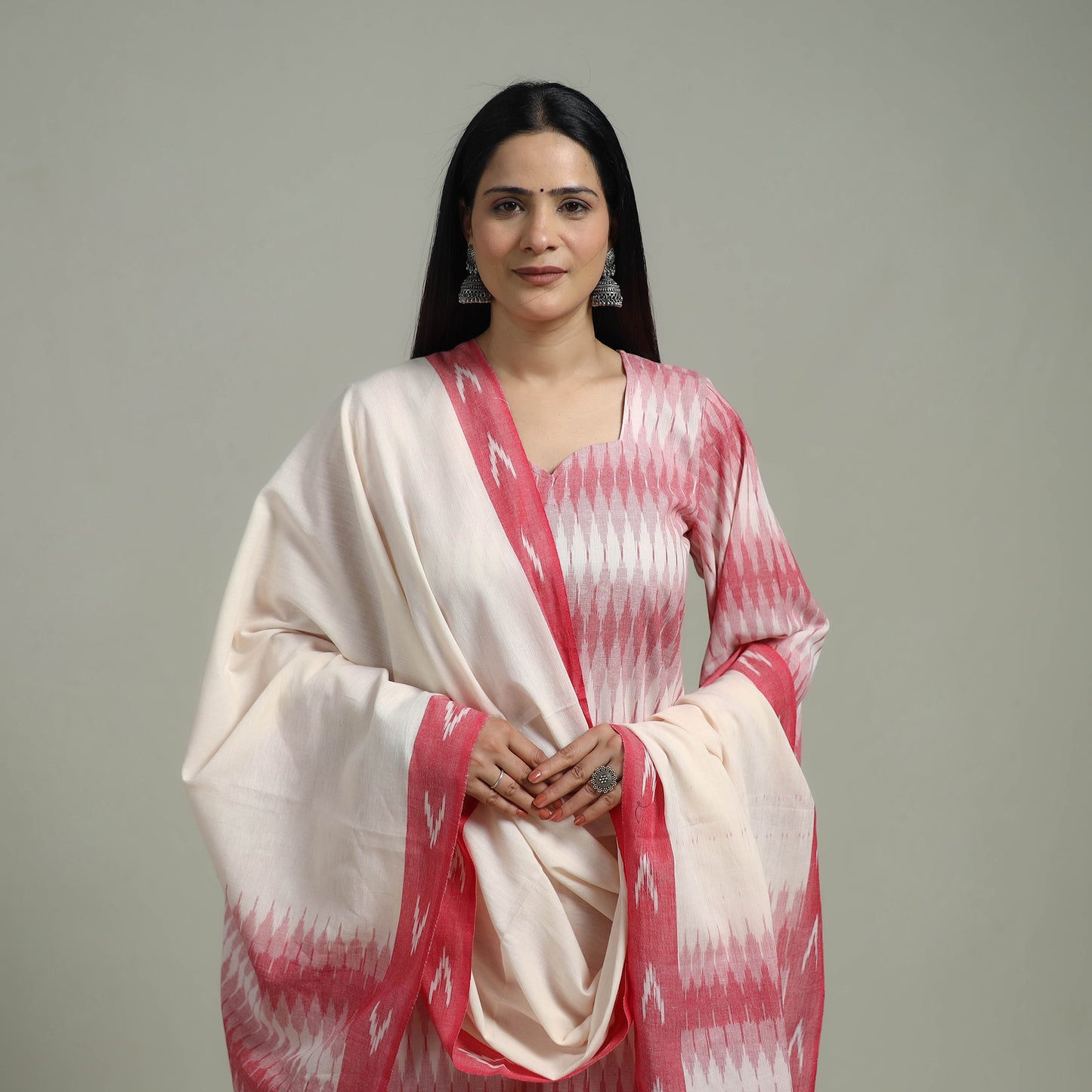 Pochampally Ikat Cotton Suit Set with Dupatta for women 02