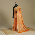 Orange - mul cotton hand batik saree 31 - handcrafted