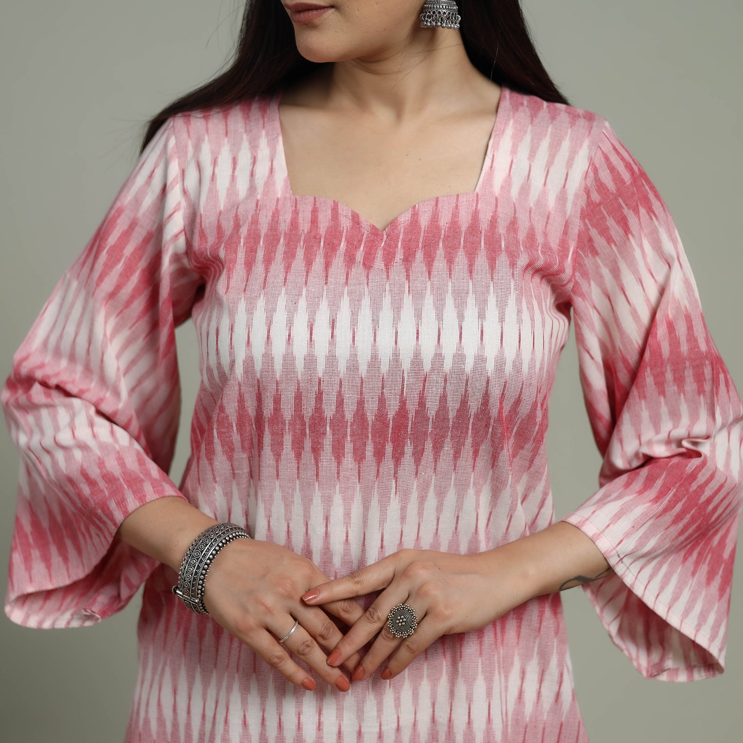 Pochampally Ikat Cotton Suit Set with Dupatta for women 02