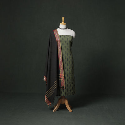 Pochampally Ikat Cotton Unstitched Dress Material: Kurta with Dupatta 10