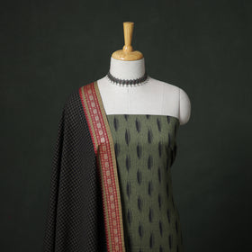 Pochampally Ikat Cotton Unstitched Dress Material: Kurta with Dupatta 10