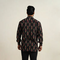 Black - Men Cotton Pochampally Ikat Shirt 09