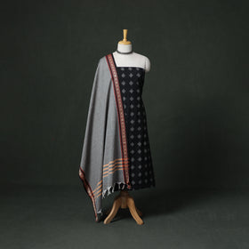 Pochampally Ikat Cotton Unstitched Dress Material: Kurta with Dupatta 11