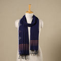 Blue - handloom cotton phulia jamdani stole with tassels 19