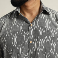 Grey - Men Cotton Pochampally Ikat Shirt 08