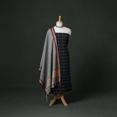 Pochampally Ikat Cotton Unstitched Dress Material: Kurta with Dupatta 13