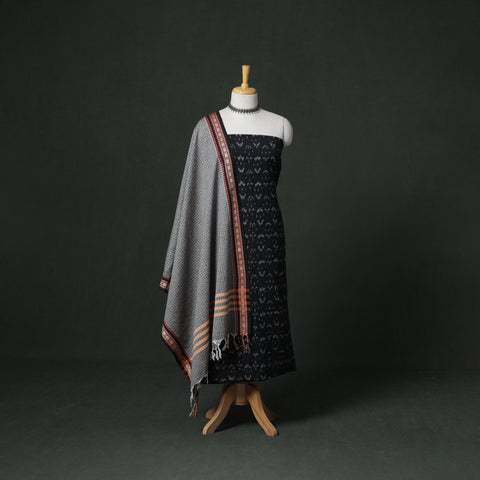 Pochampally Ikat Cotton Unstitched Dress Material: Kurta with Dupatta 13