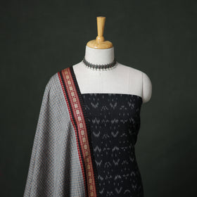 Pochampally Ikat Cotton Unstitched Dress Material: Kurta with Dupatta 13
