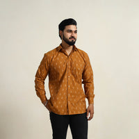 Brown - Men Cotton Pochampally Ikat Shirt 07