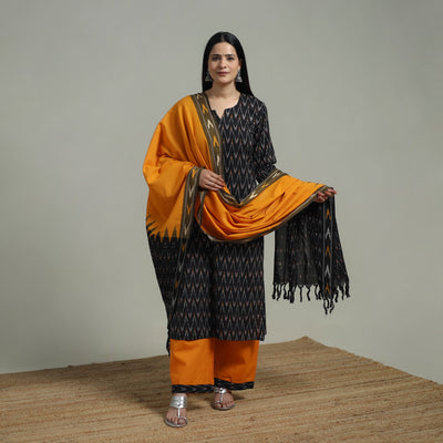Pochampally Ikat Cotton Suit Set with Dupatta for women 14