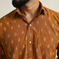 Brown - Men Cotton Pochampally Ikat Shirt 07