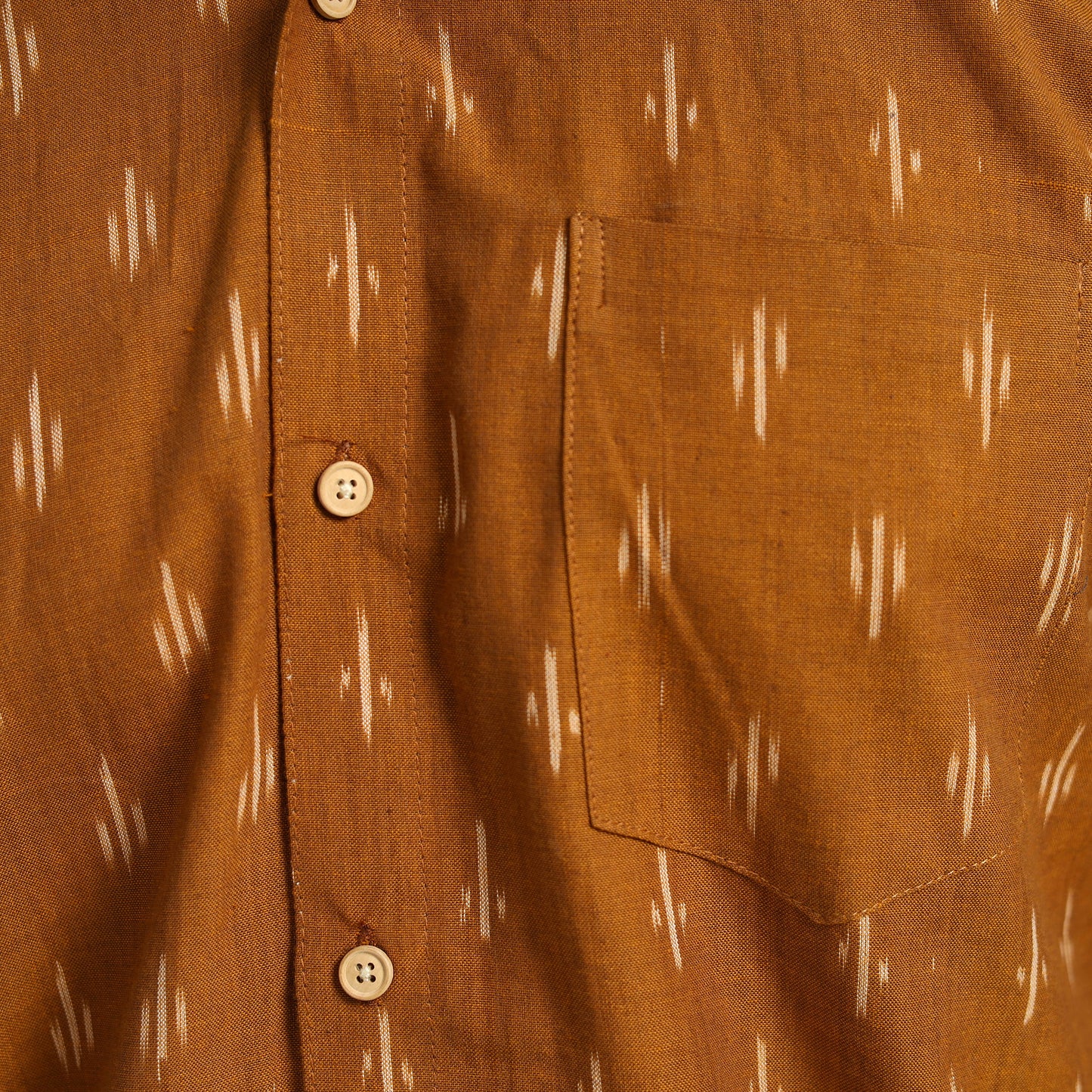 Brown - Men Cotton Pochampally Ikat Shirt 07