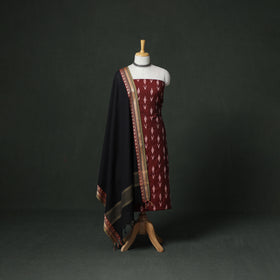 Pochampally Ikat Cotton Unstitched Dress Material: Kurta with Dupatta 14