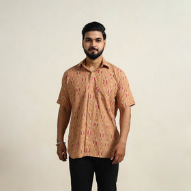Buy Light Brown Men Cotton Pochampally Ikat Shirt