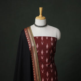 Pochampally Ikat Cotton Unstitched Dress Material: Kurta with Dupatta 14