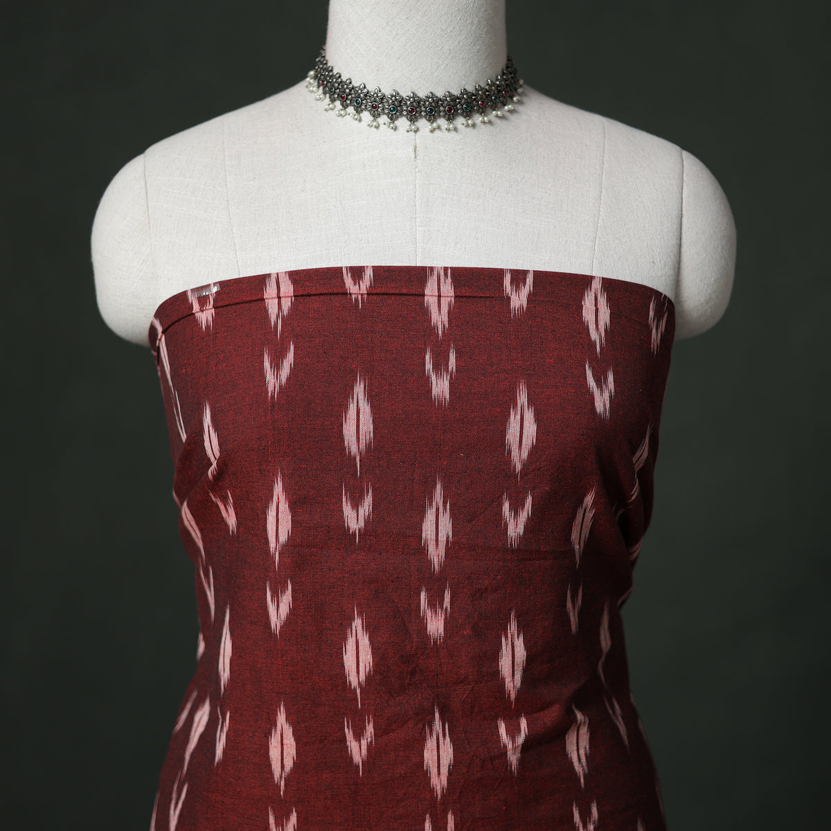 Pochampally Ikat Cotton Unstitched Dress Material: Kurta with Dupatta 14