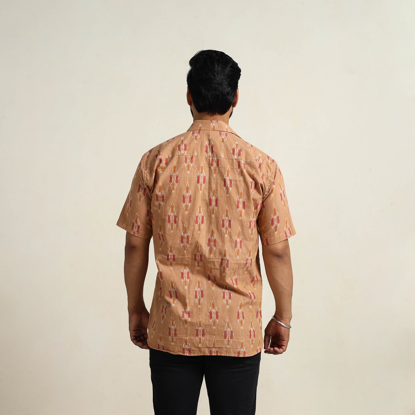 Brown - Men Cotton Pochampally Ikat Shirt 03