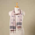 Pink - handloom cotton phulia jamdani stole with tassels 34