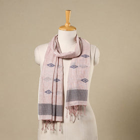 Pink - handloom cotton phulia jamdani stole with tassels 34