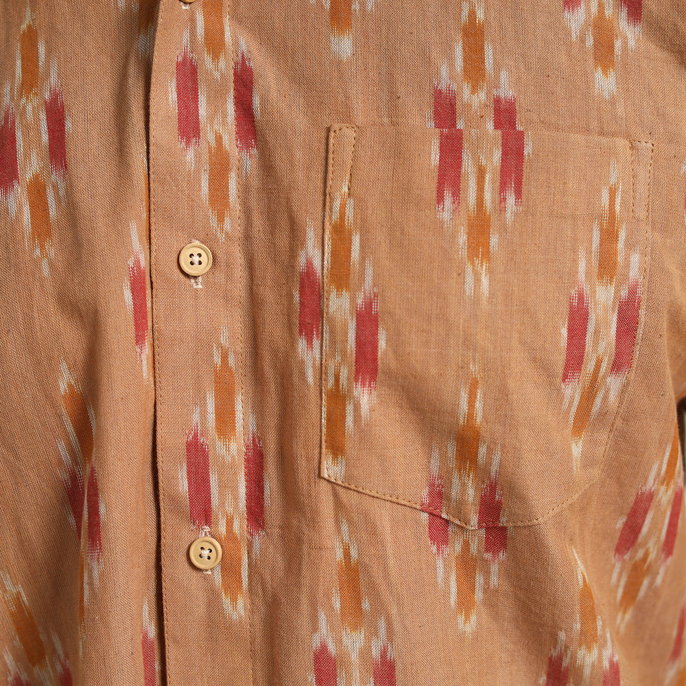 Brown - Men Cotton Pochampally Ikat Shirt 03