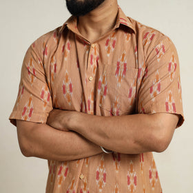 Buy Light Brown Men Cotton Pochampally Ikat Shirt